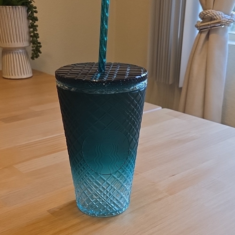 Starbucks Teal Textured Tumbler with Straw